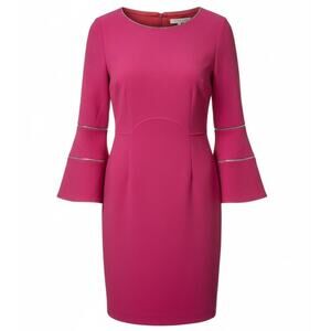Trina Turk Size 8 Magenta Embellished Bell Sleeve Sheath Dress NWOT